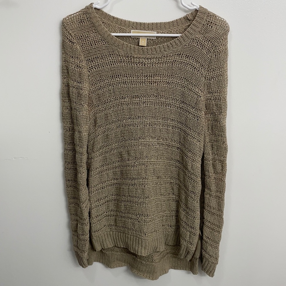 Micheal Kors Tan Knit Long Sleeve Sweater Medium